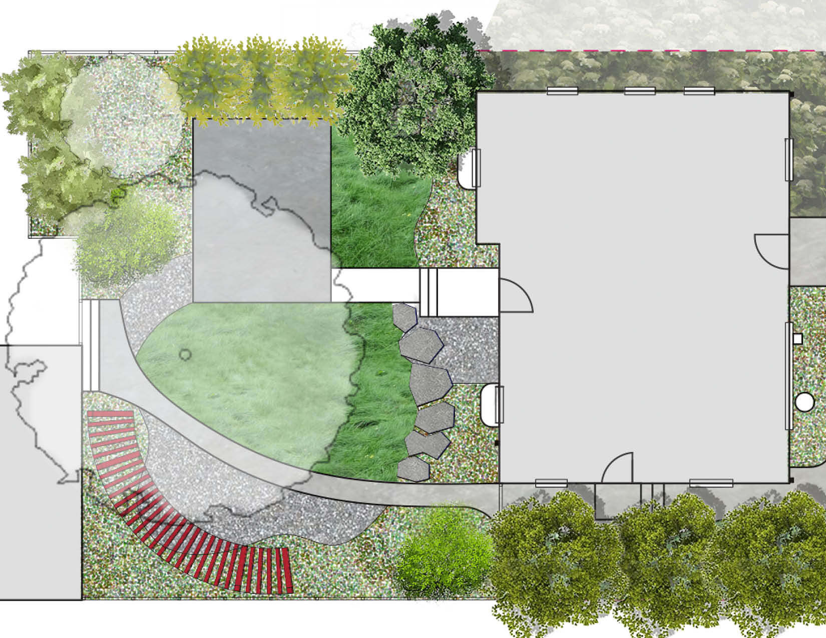 A plan rendering of a garden that will be constructed soon.